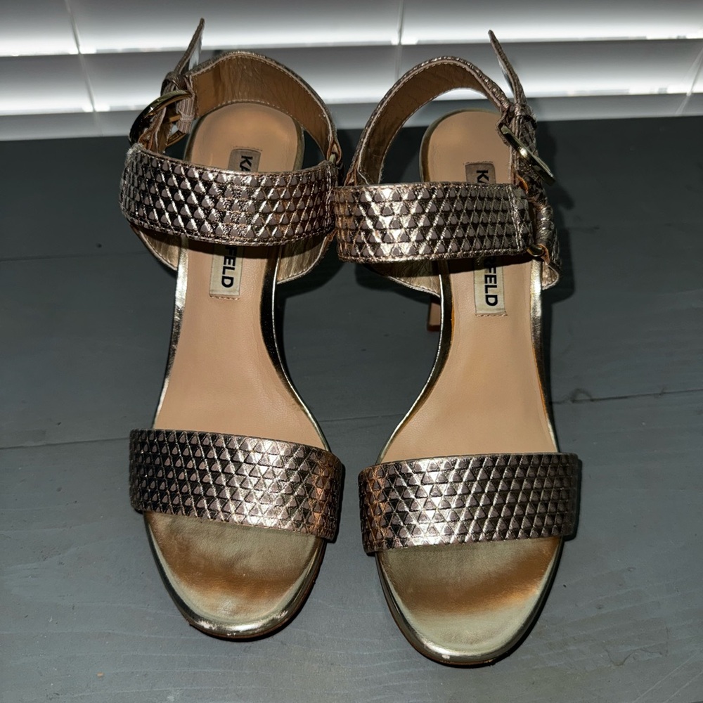 Karl Lagerfeld Metallic Gold Heeled Sandals